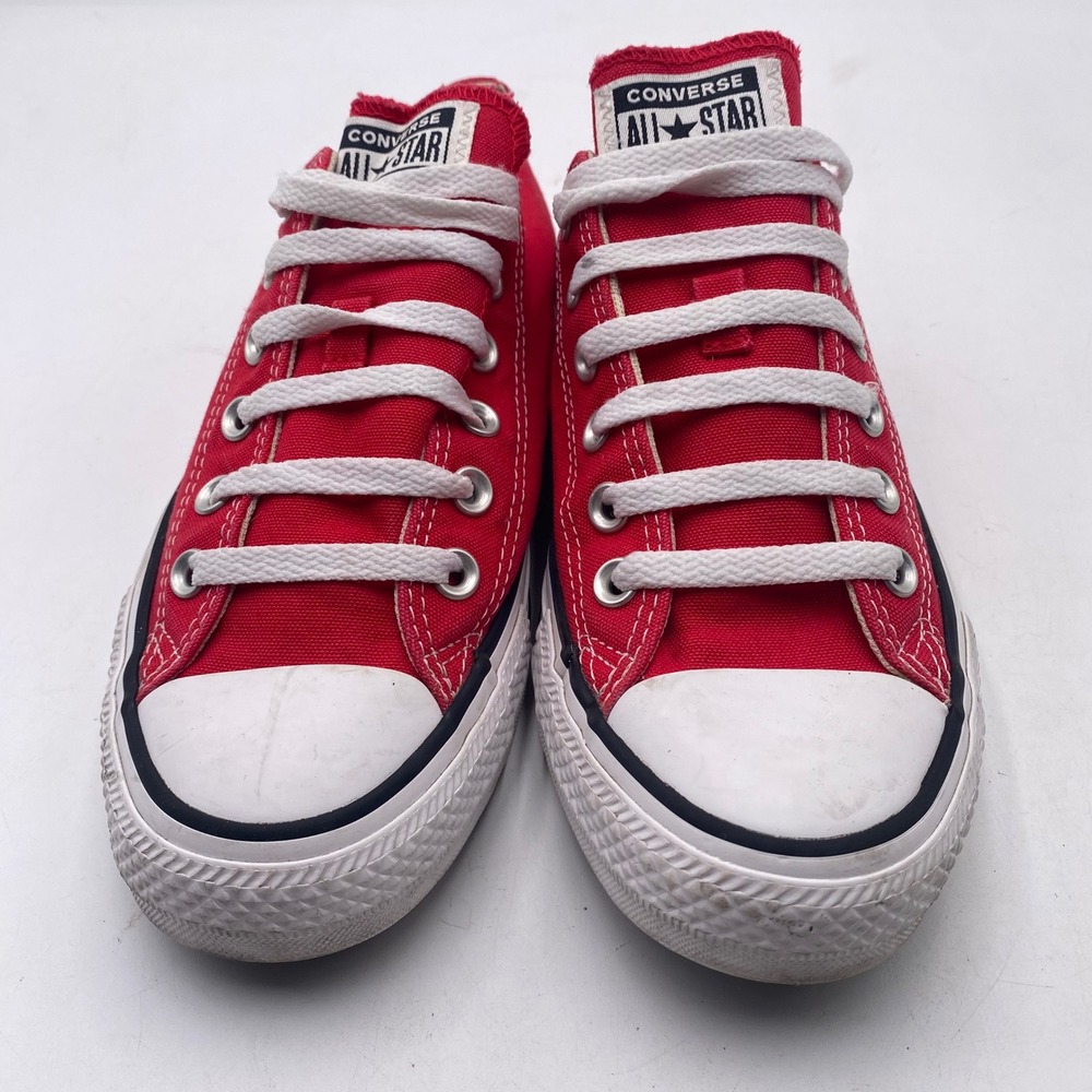 Converse Chuck Taylor All Star Low Top Sneakers Mens 6.5 Womens 8.5 Red Canvas - Picture 2 of 13